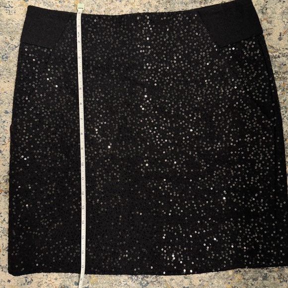 Loft black sequin wool mini skirt size 2 - Picture 6 of 11
